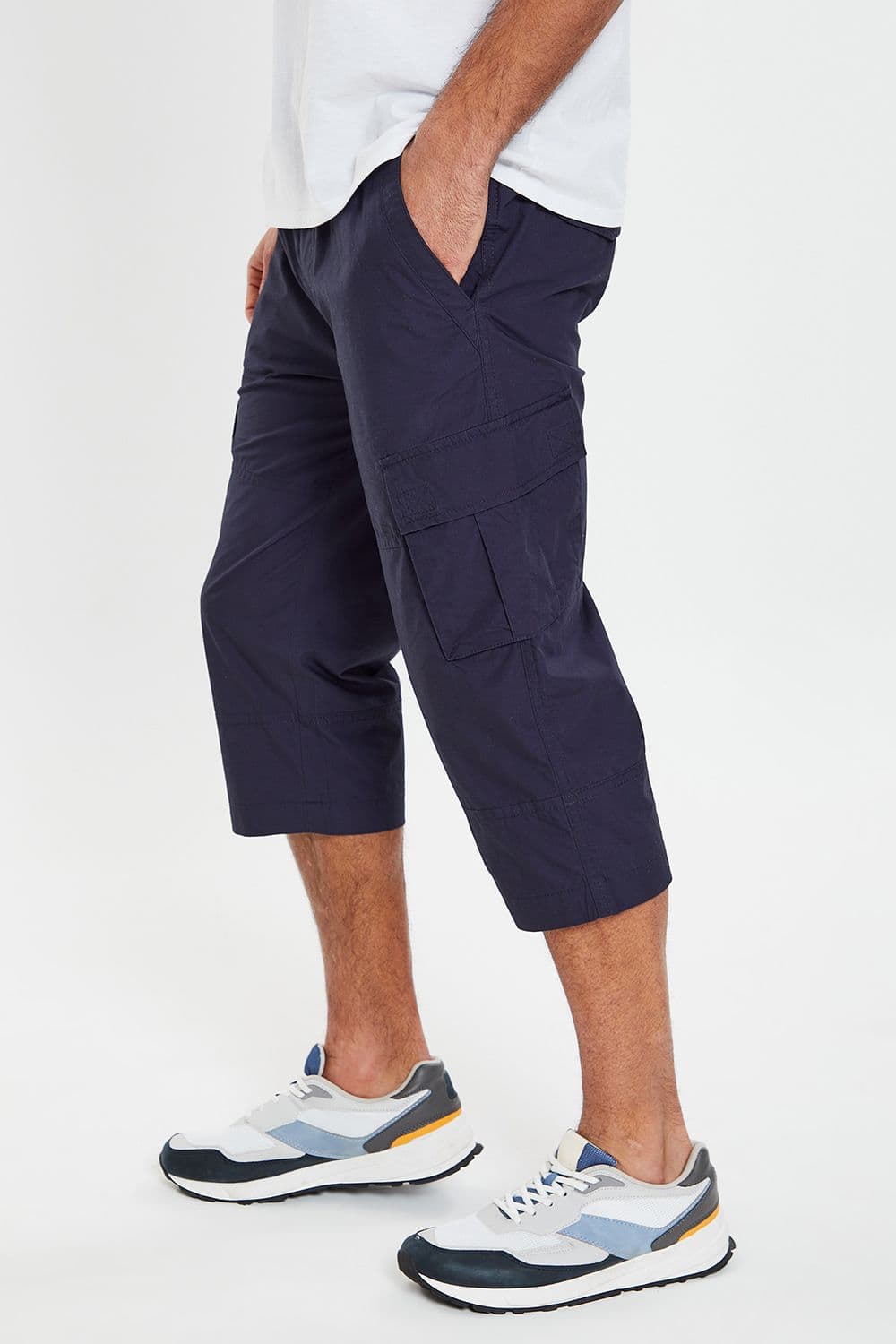 Bruce 3 4 Length Cotton Pull On Cargo Trousers