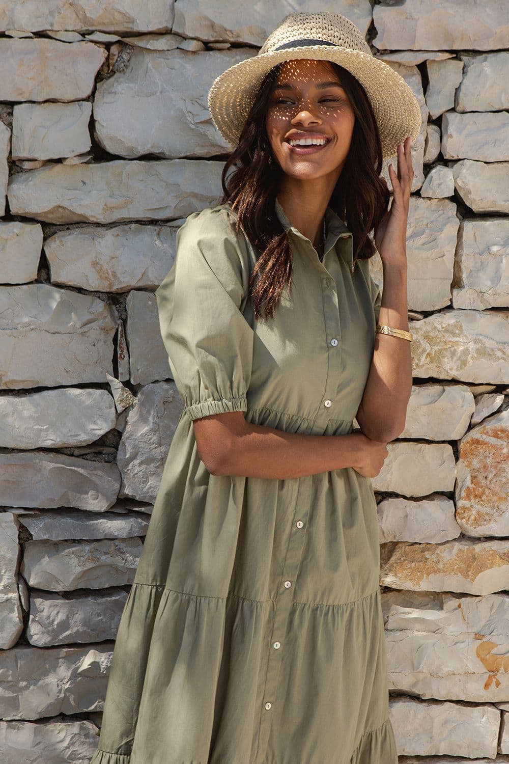 Leela Tiered Midi Shirt Dress