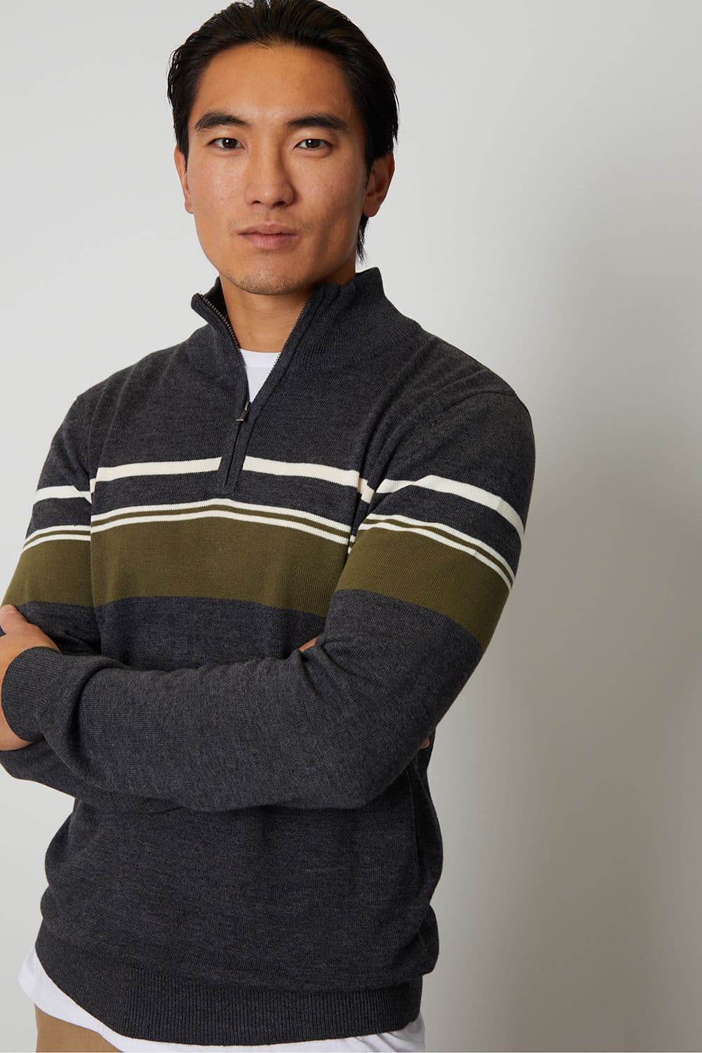 Bradley Stripe Quarter Zip Knitted Jumper