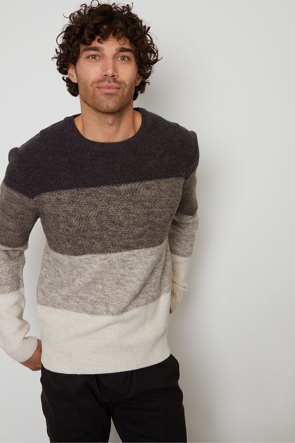 Merlewood Ombré Striped Crew Neck Jumper