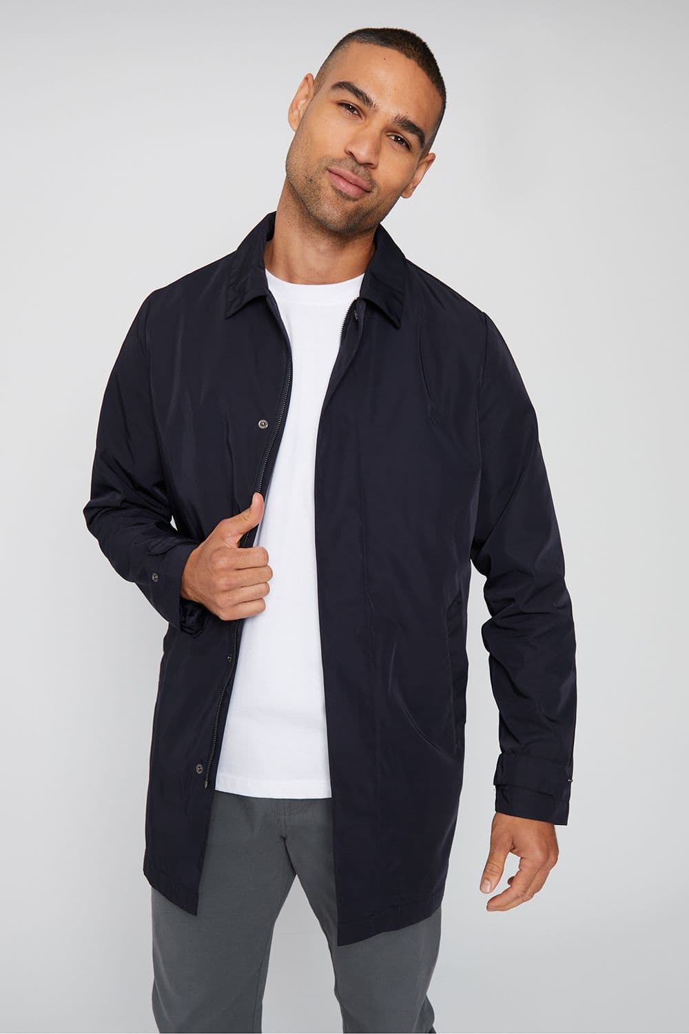 Stephen Luxe Showerproof Zip Up Collared Coat