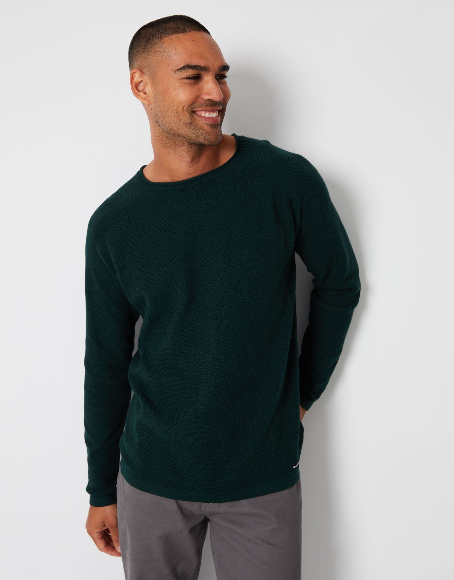 Sherborne Cotton Crew Neck Textured Knit Jumper