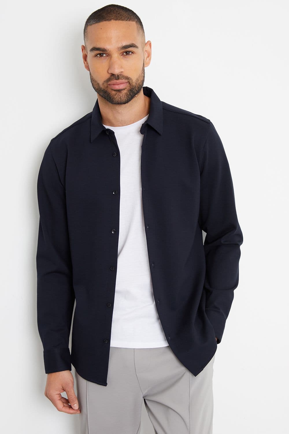 Southside Luxe Jersey Knit Long Sleeve Shirt
