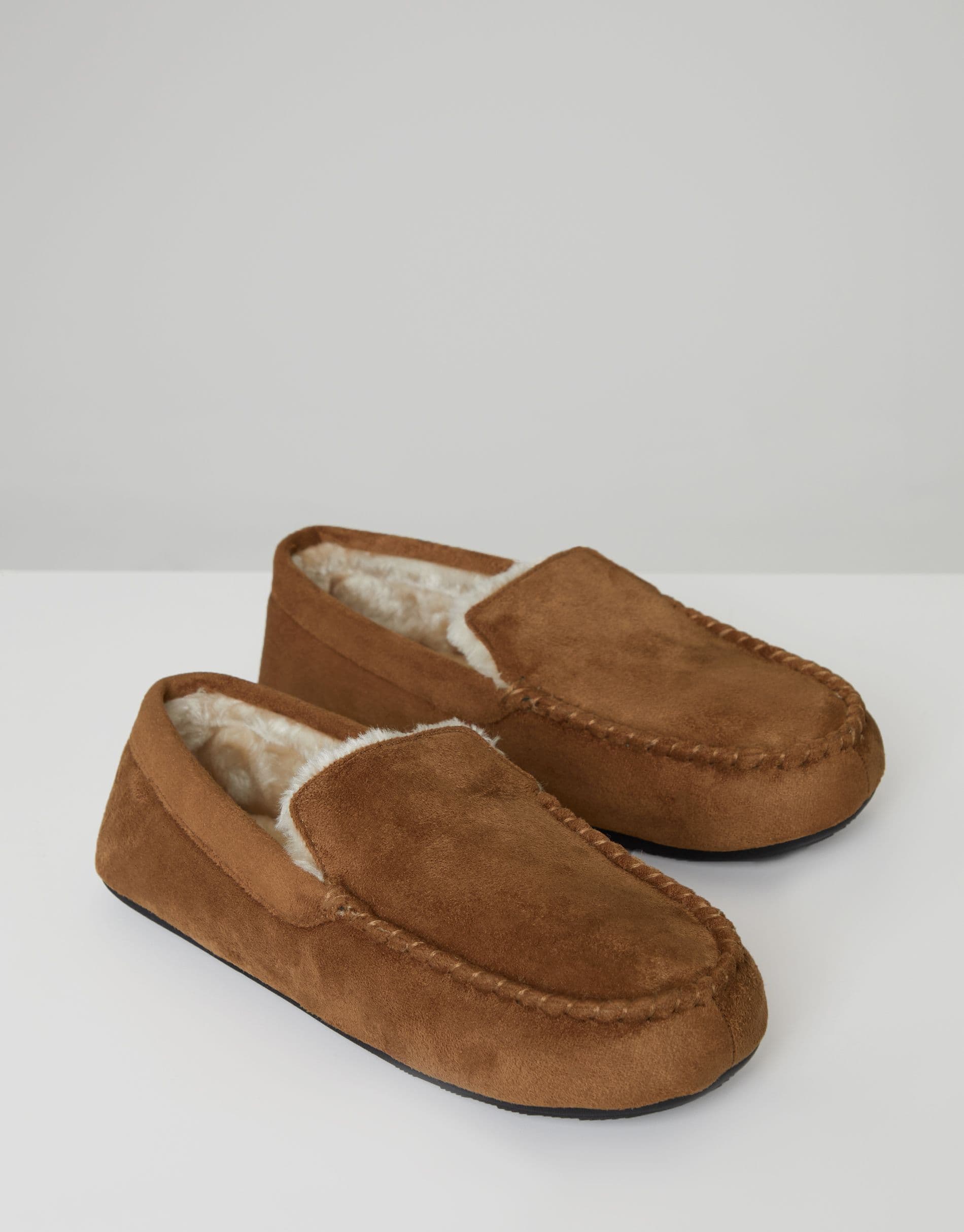 Selhurst Faux Fur Lined Suedette Moccasin Slippers