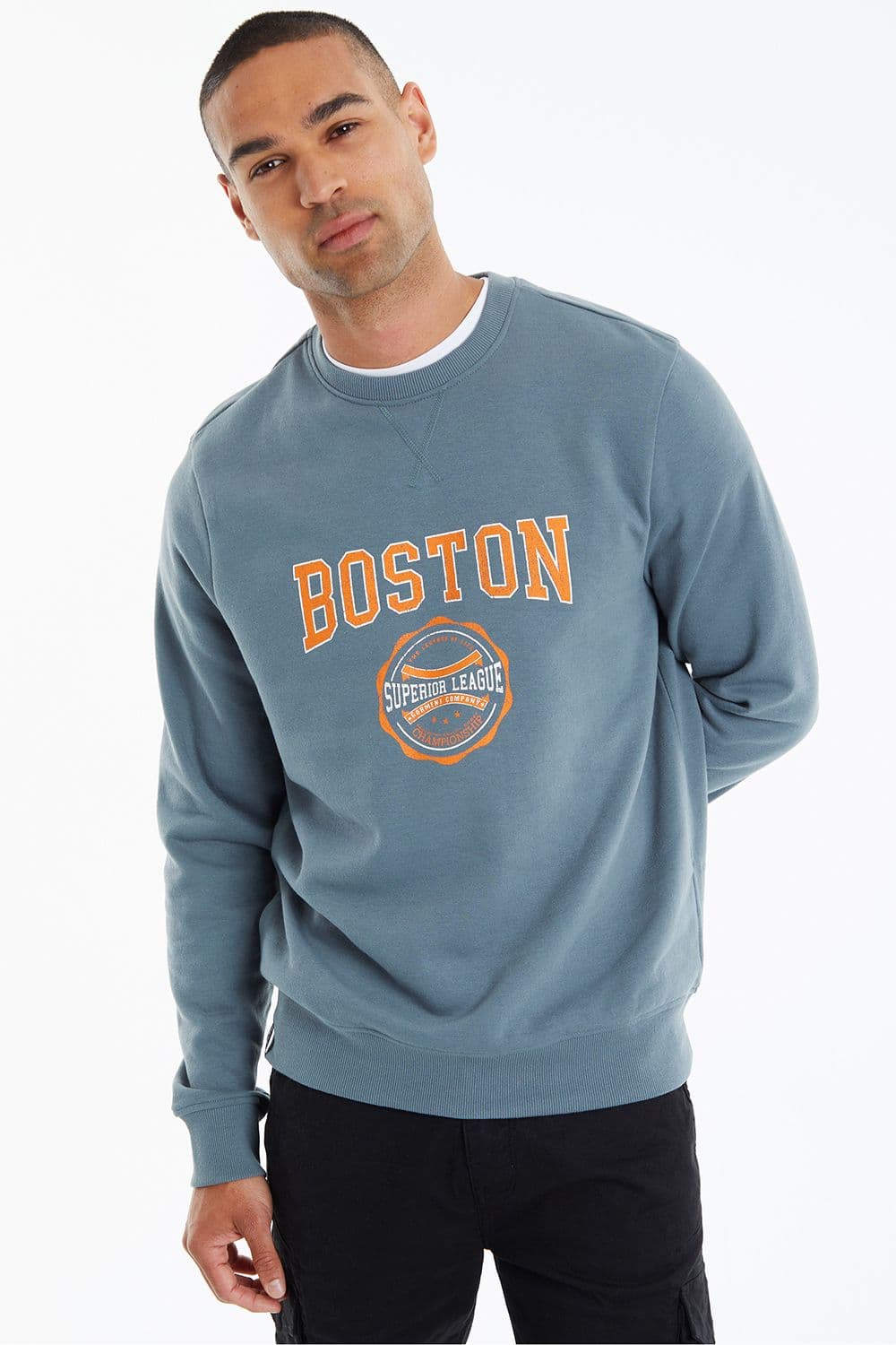 Deeming Boston Graphic Crew Neck Sweatshirt