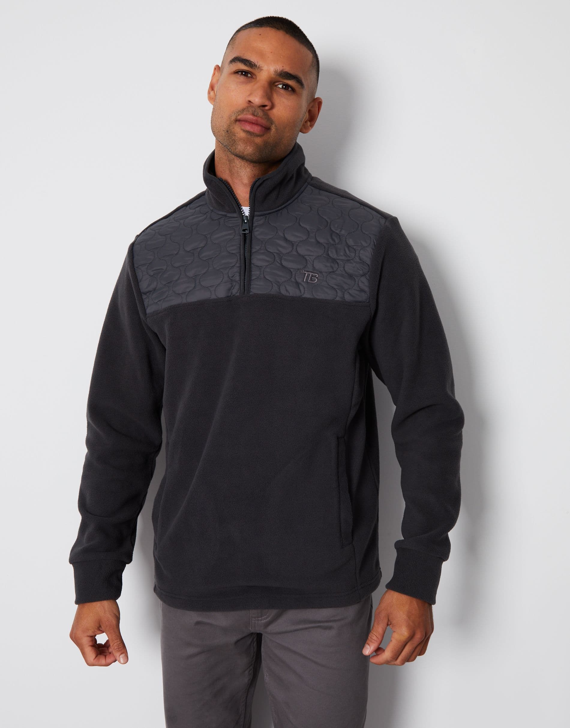 Pedro Quarter Zip Quilted Fleece Jumper