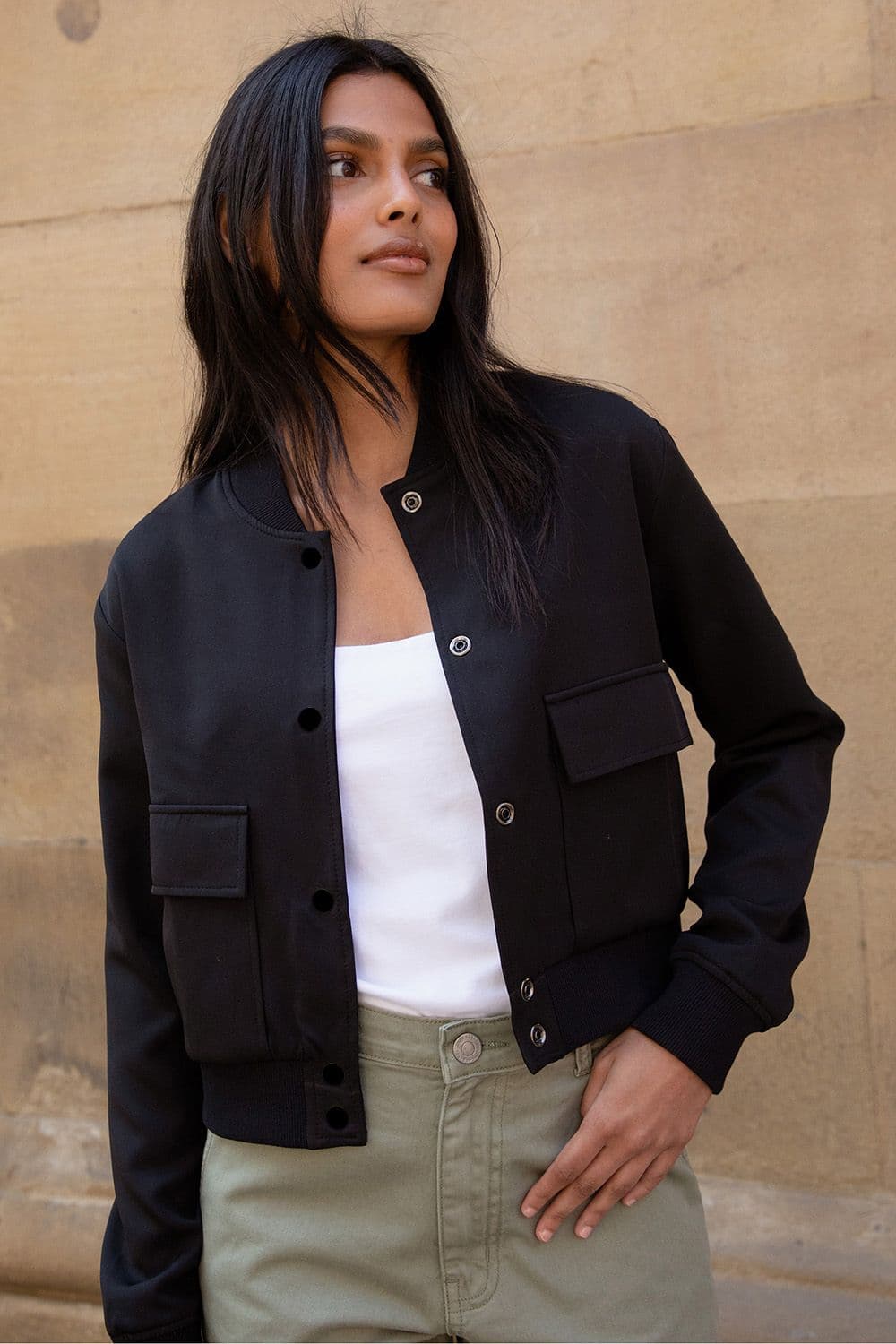 Phia Patch Pocket Utility Bomber Jacket