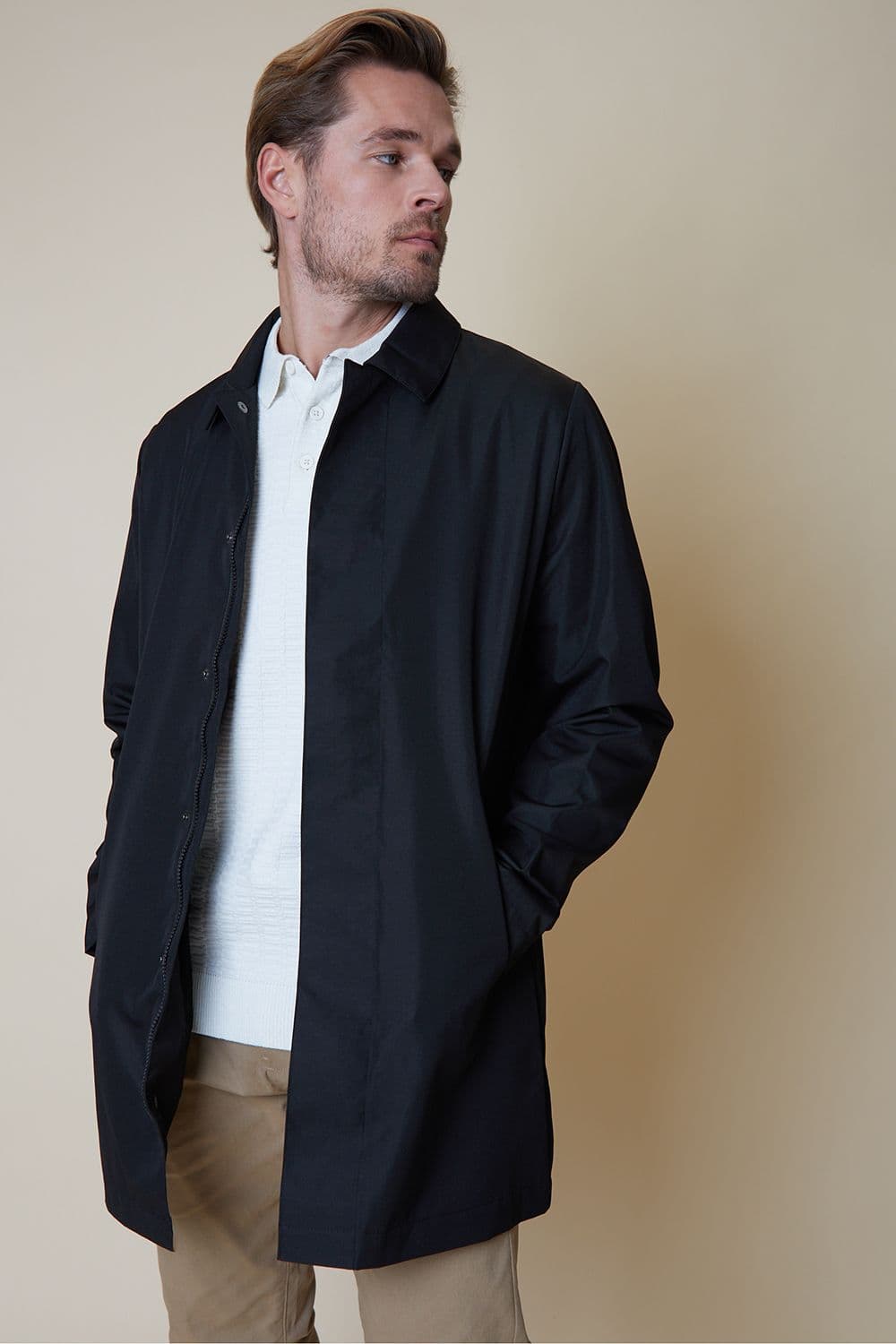 Oban Showerproof Longline Collared Mac Jacket