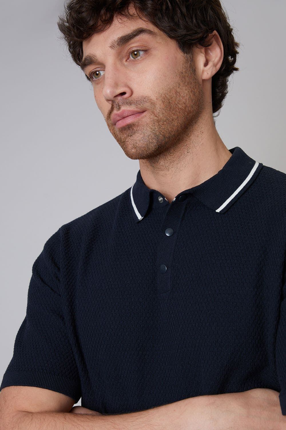 Churchill Cotton Mix Short Sleeve Knitted Polo