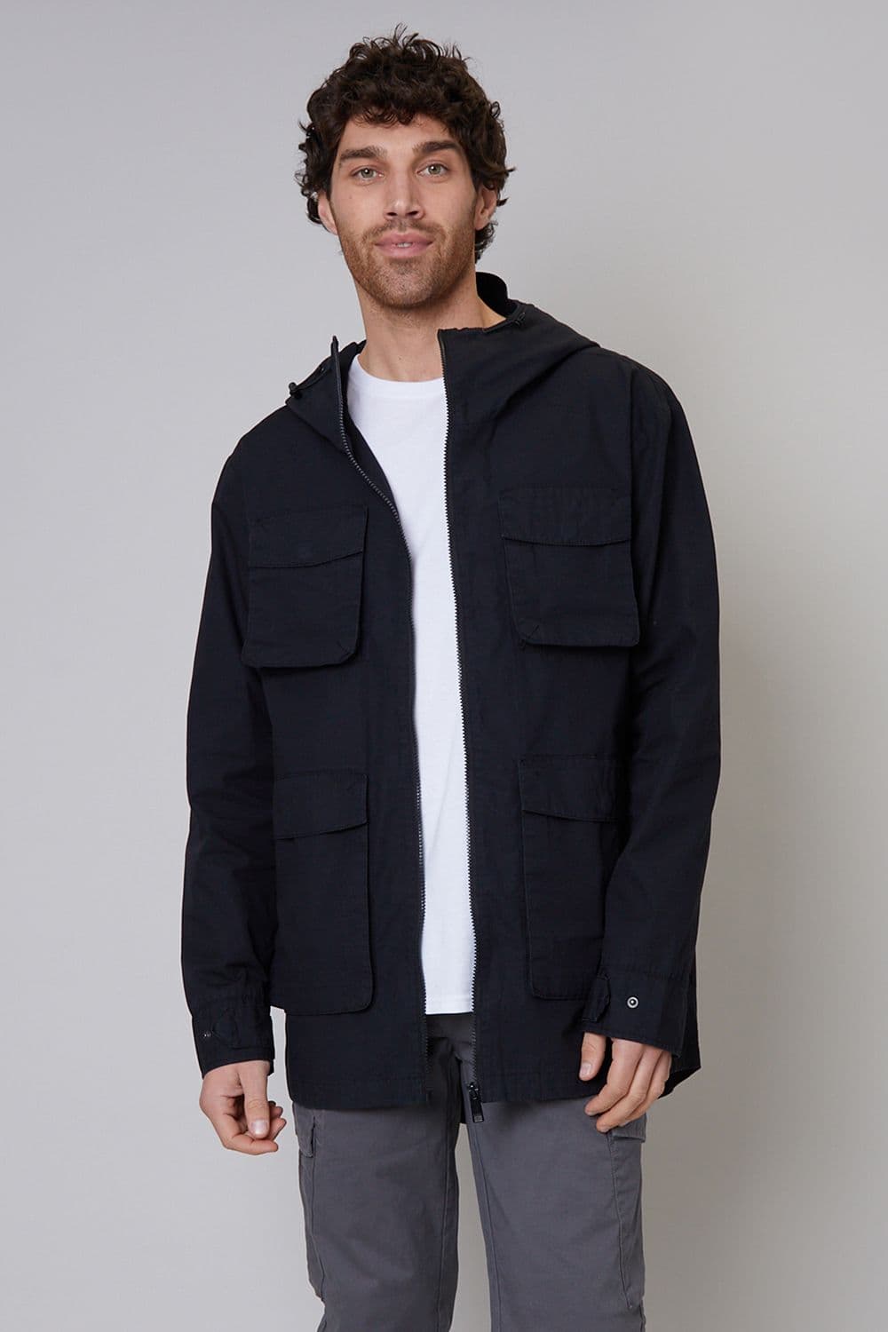 Sheen Longline Hooded Utility Detail Jacket