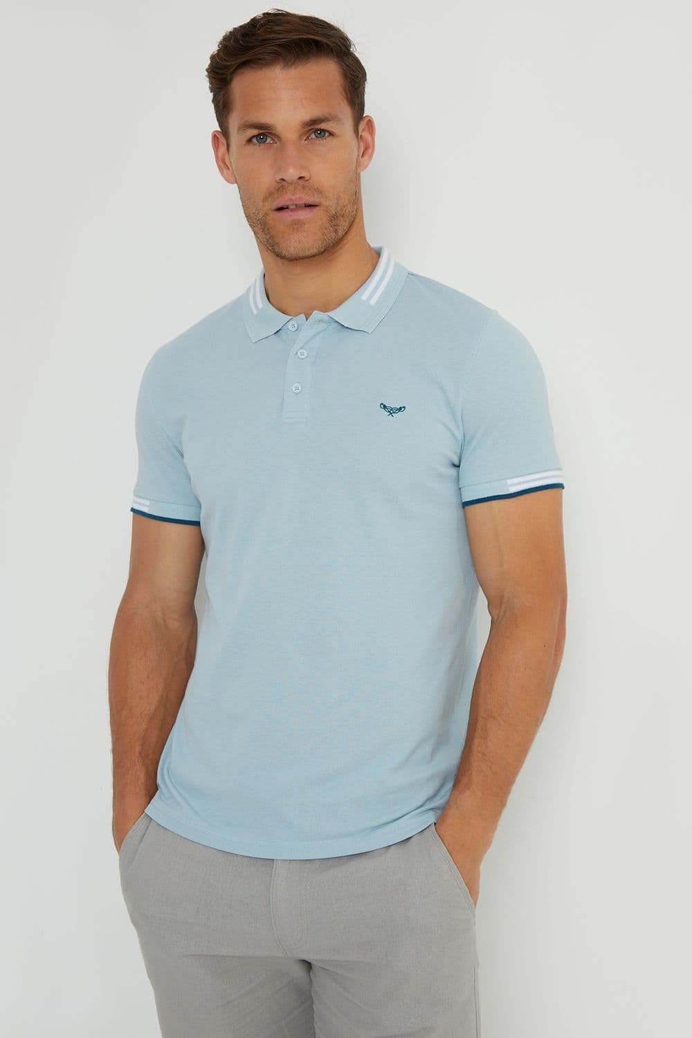 Calady Tipping Collar Cotton Pique Polo Shirt