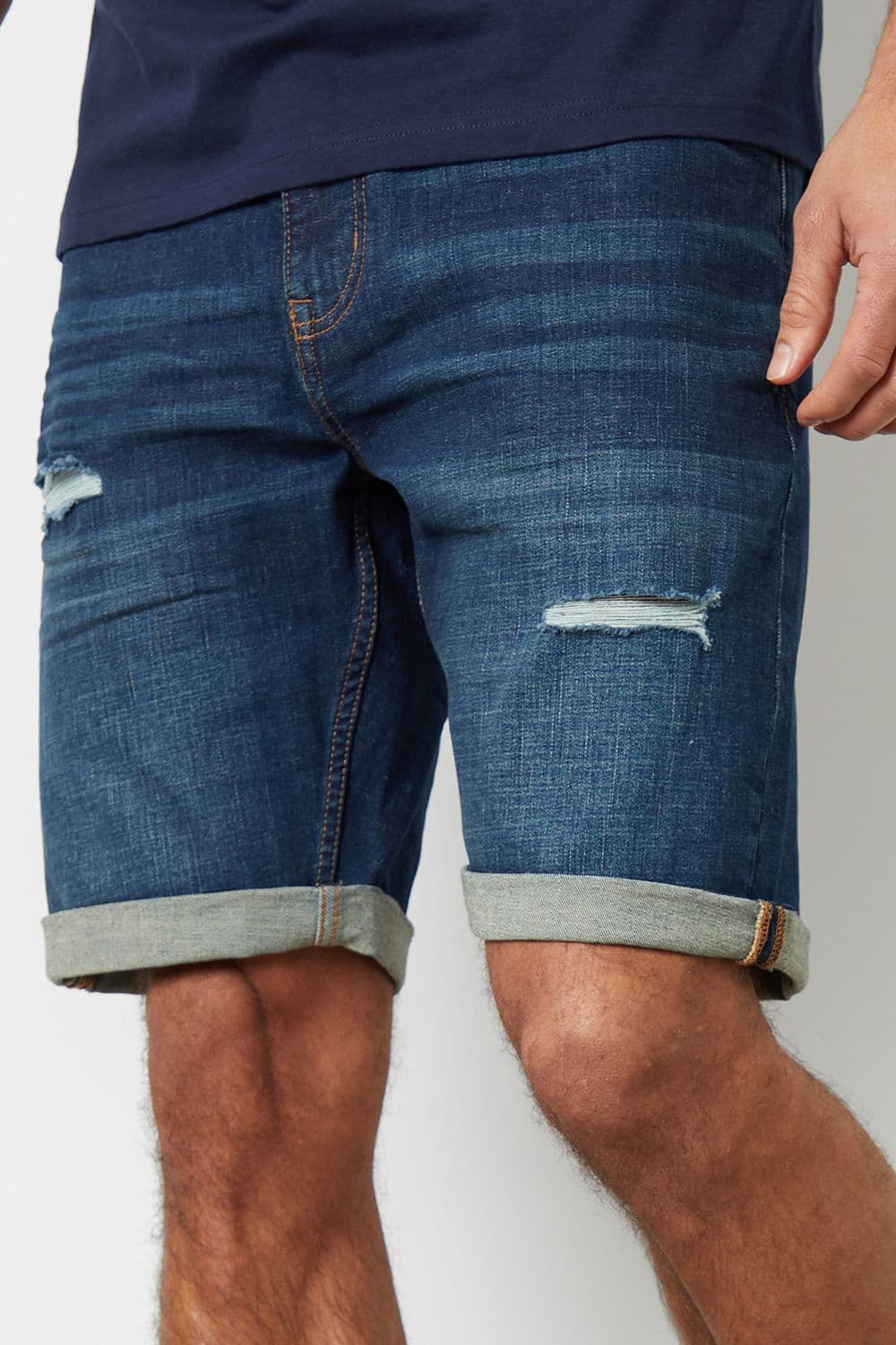 Sherwood Vintage Wash Ripped Denim Shorts