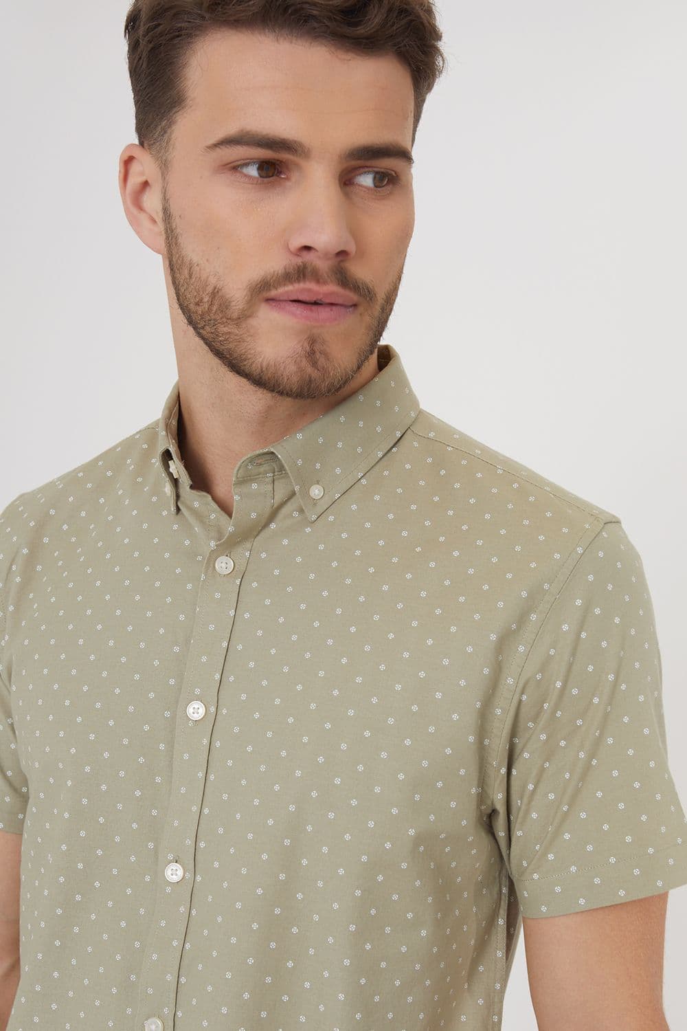 Leonardo Cotton Diamond Print short Sleeve Shirt