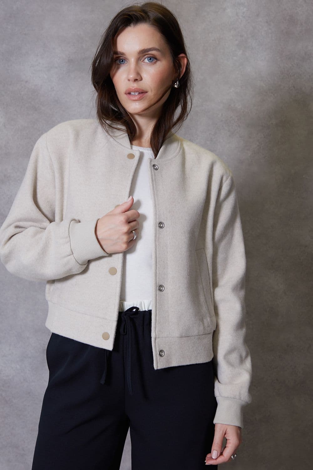 Pheobo Brushed Cropped Bomber Jacket