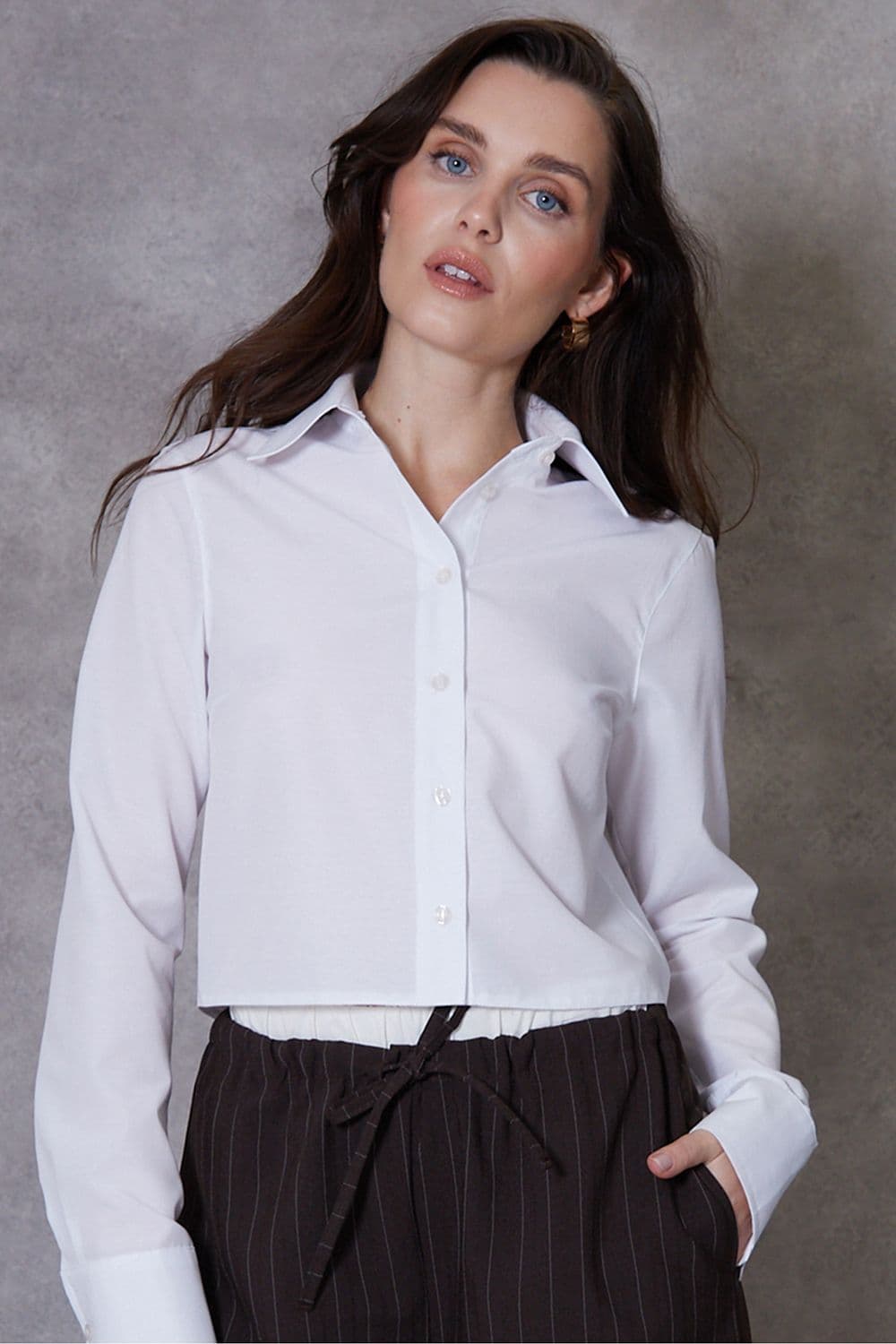 Cotton Rich Bospherus Long Sleeve Cropped Shirt