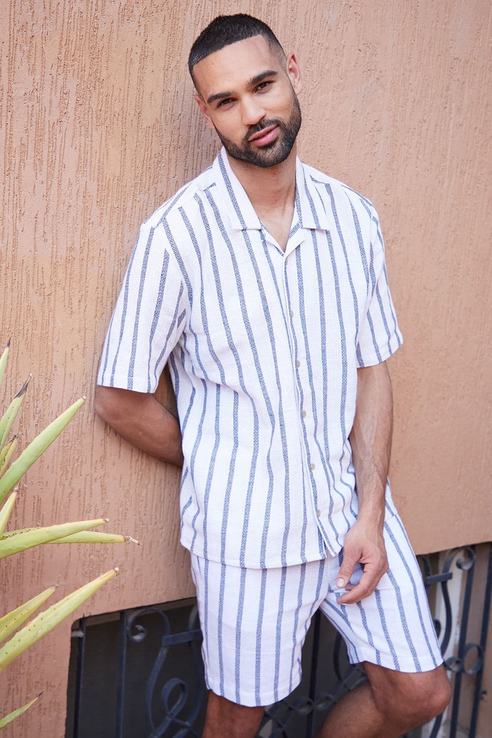 Mahou Revere Collar Short Sleeve Striped Shirt