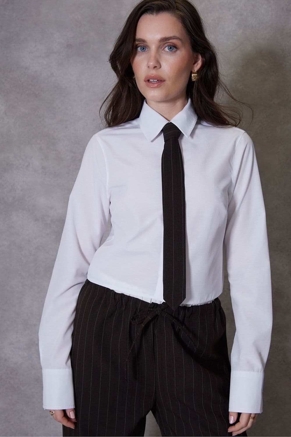 Cotton Rich Bosphertie Long Sleeve Cropped Shirt