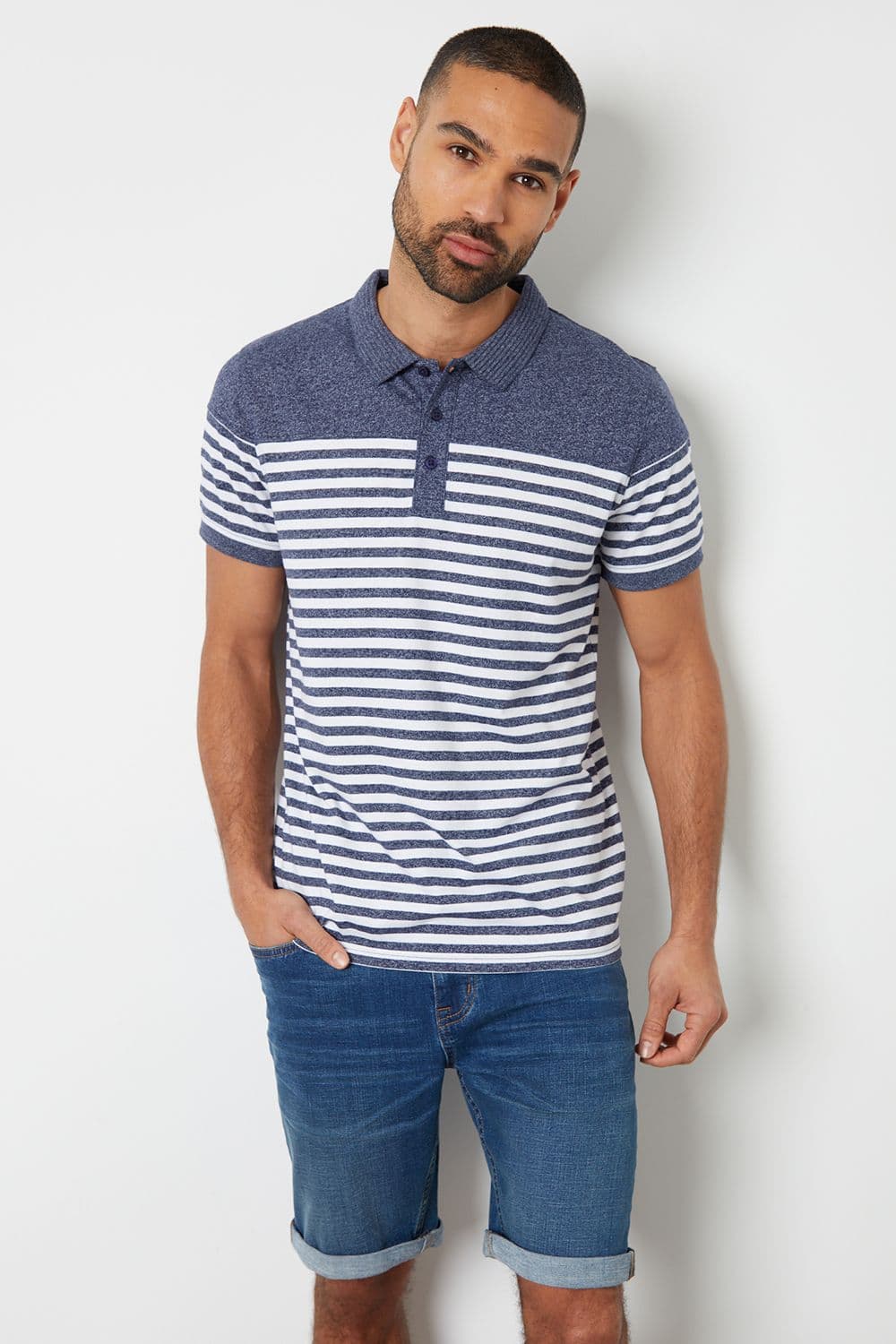 Alison Cotton Jersey Striped Polo Shirt