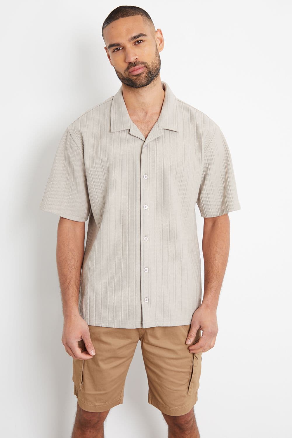 Cameron Textured Revere Collar Short Sleeve Shirt