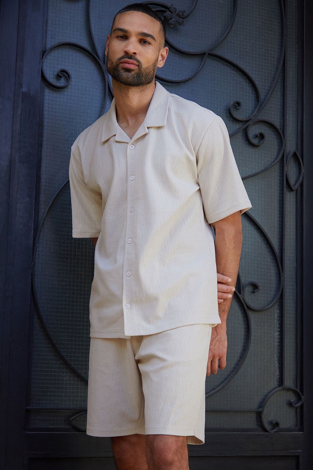 Firbank Textured Revere Collar Short Sleeve Shirt