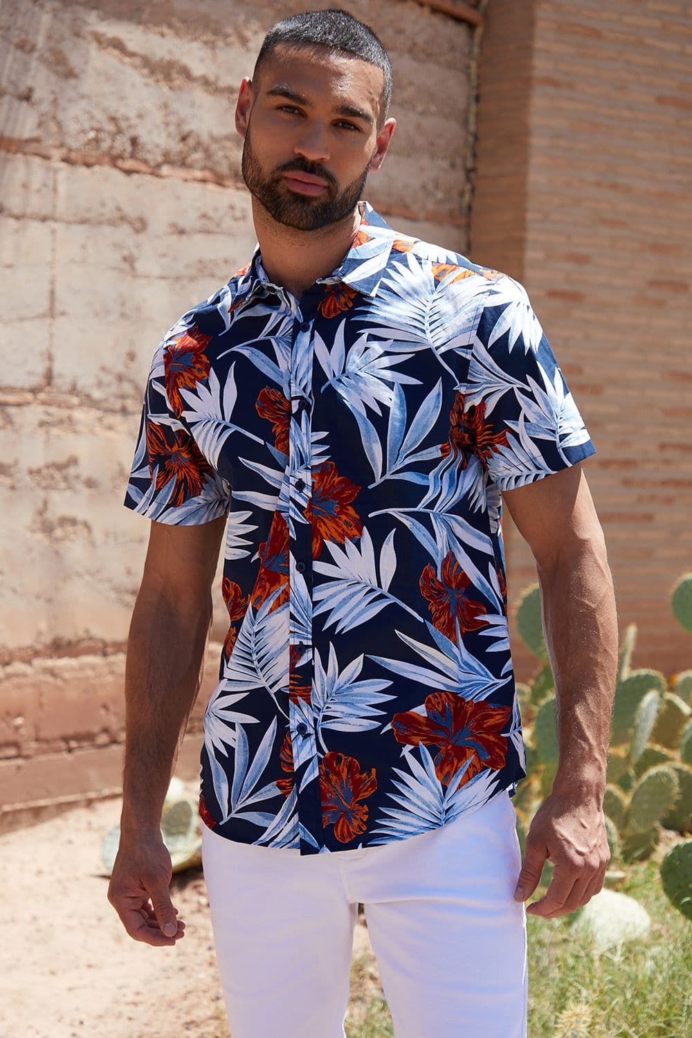Windate Cotton Floral Print Short Sleeve Shirt