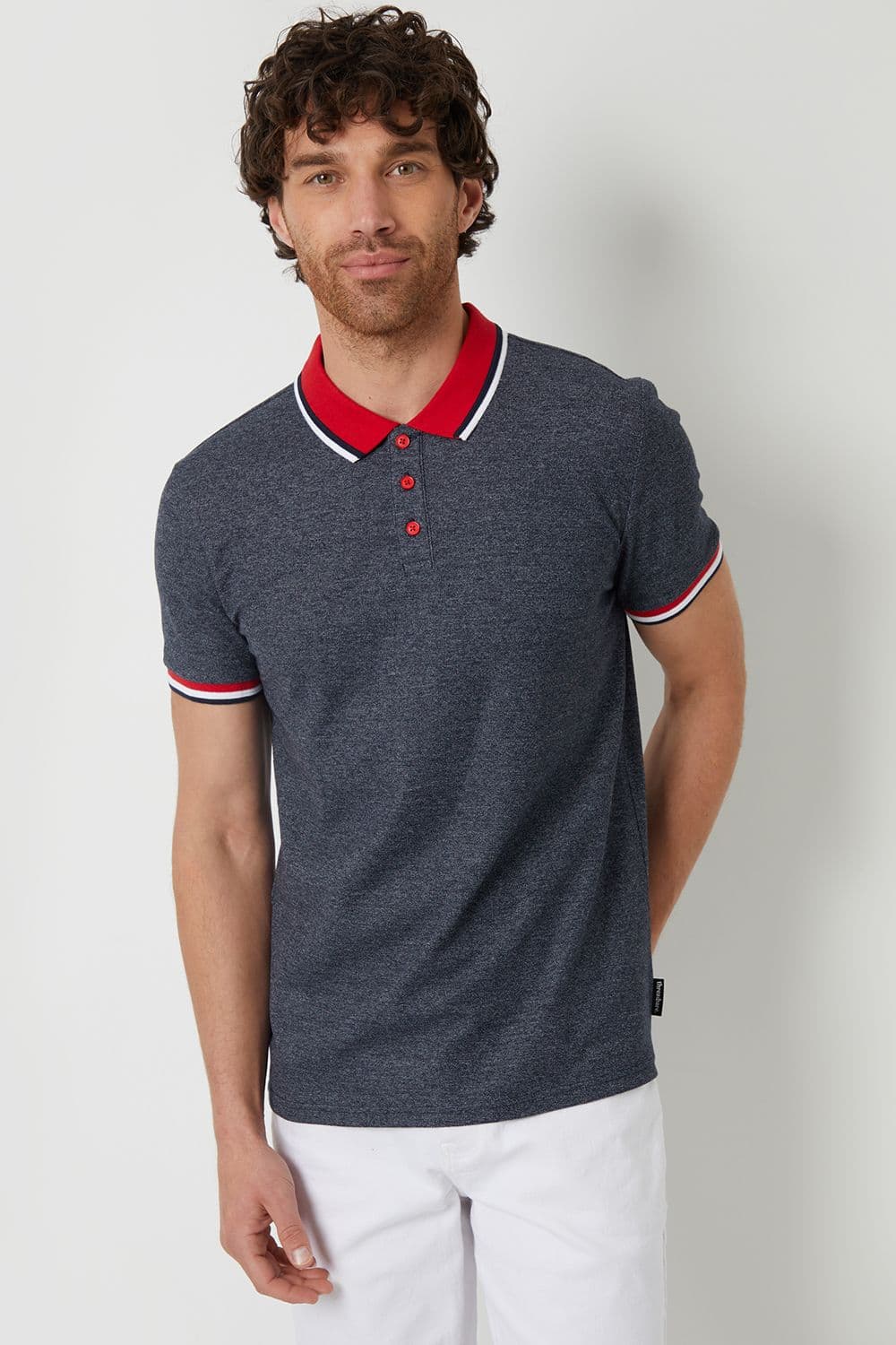 Wallis Contrast Collar Cotton Jersey Polo Shirt