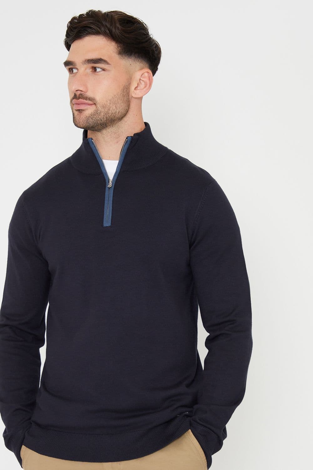 Altham Funnel Neck Quarter Zip Knitted Jumper