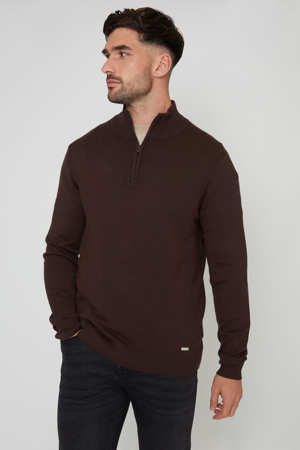 Tucci Funnel Neck Quarter Zip Knitted Jumper