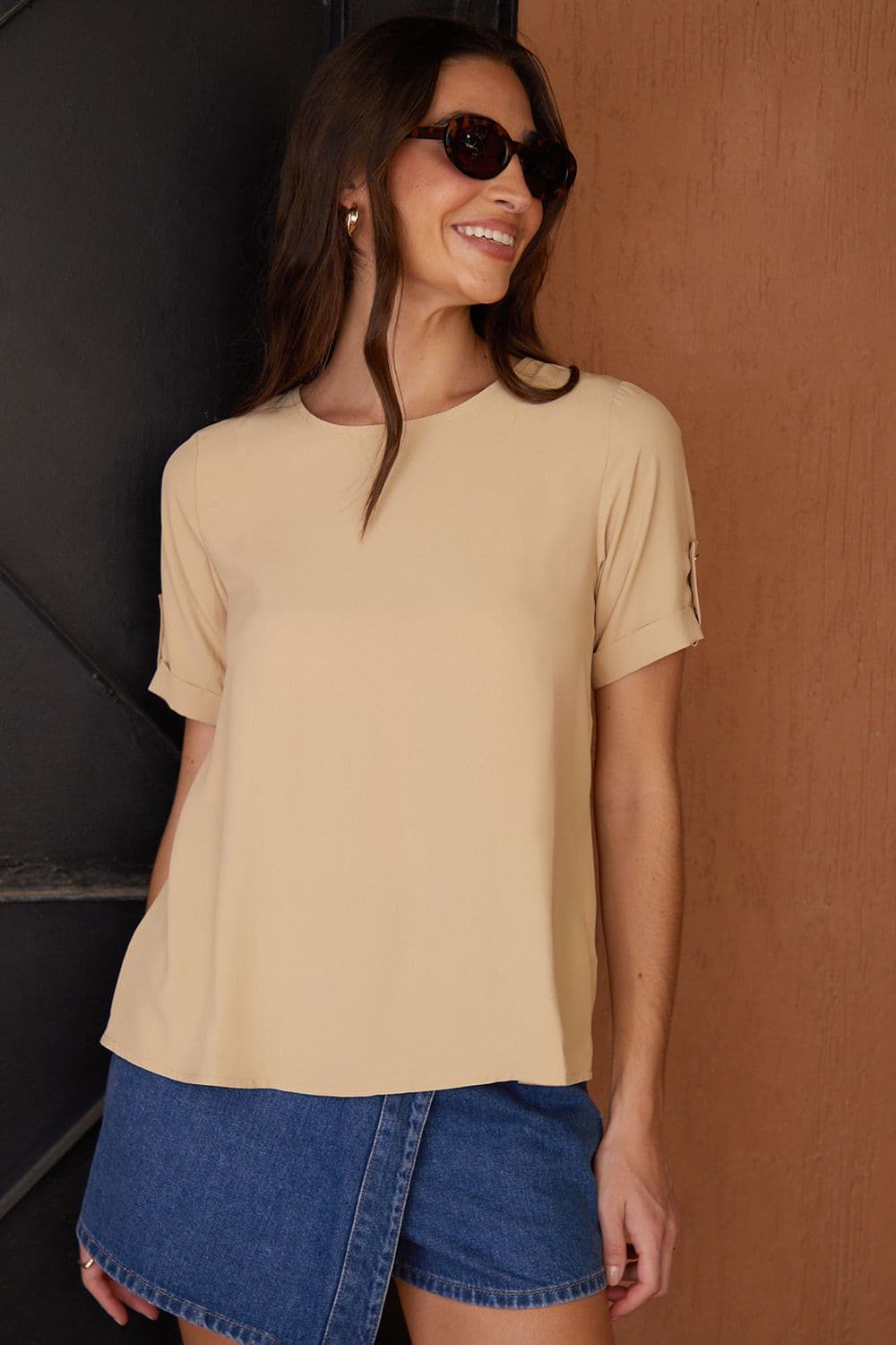 Camilla Short Roll Sleeve T Shirt Blouse