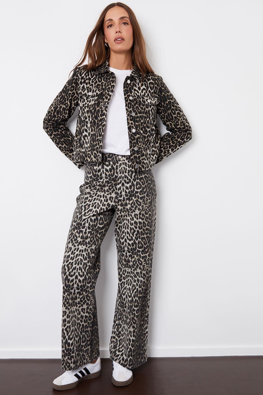 Soleil Printed Wide Leg Denim Jeans