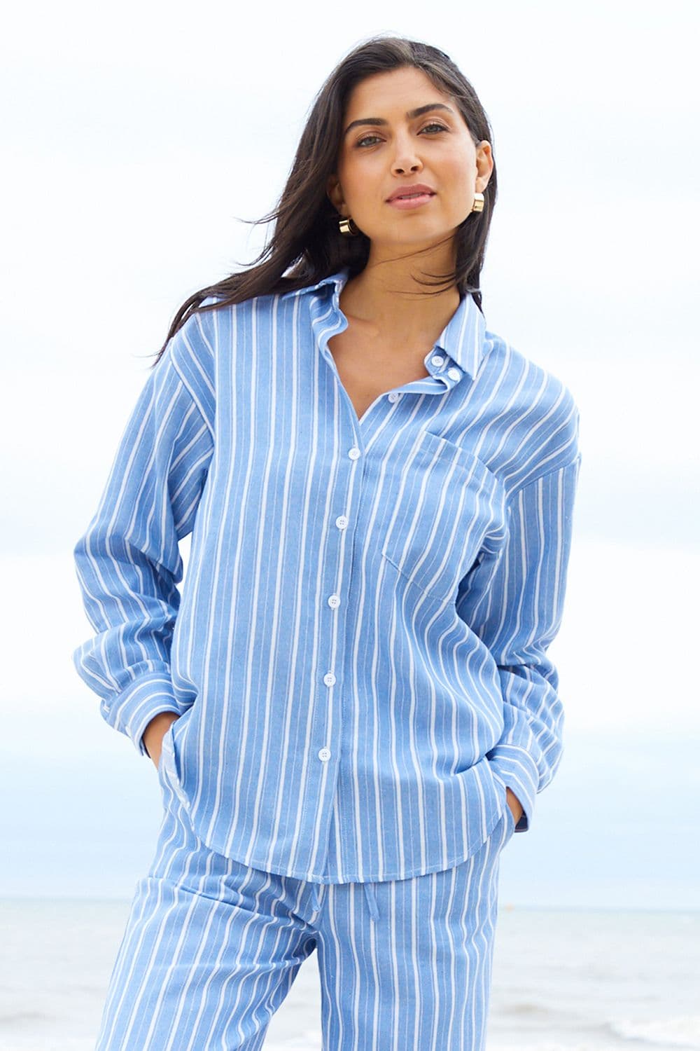 Striped Rooney Cotton Blend Long Sleeve Shirt