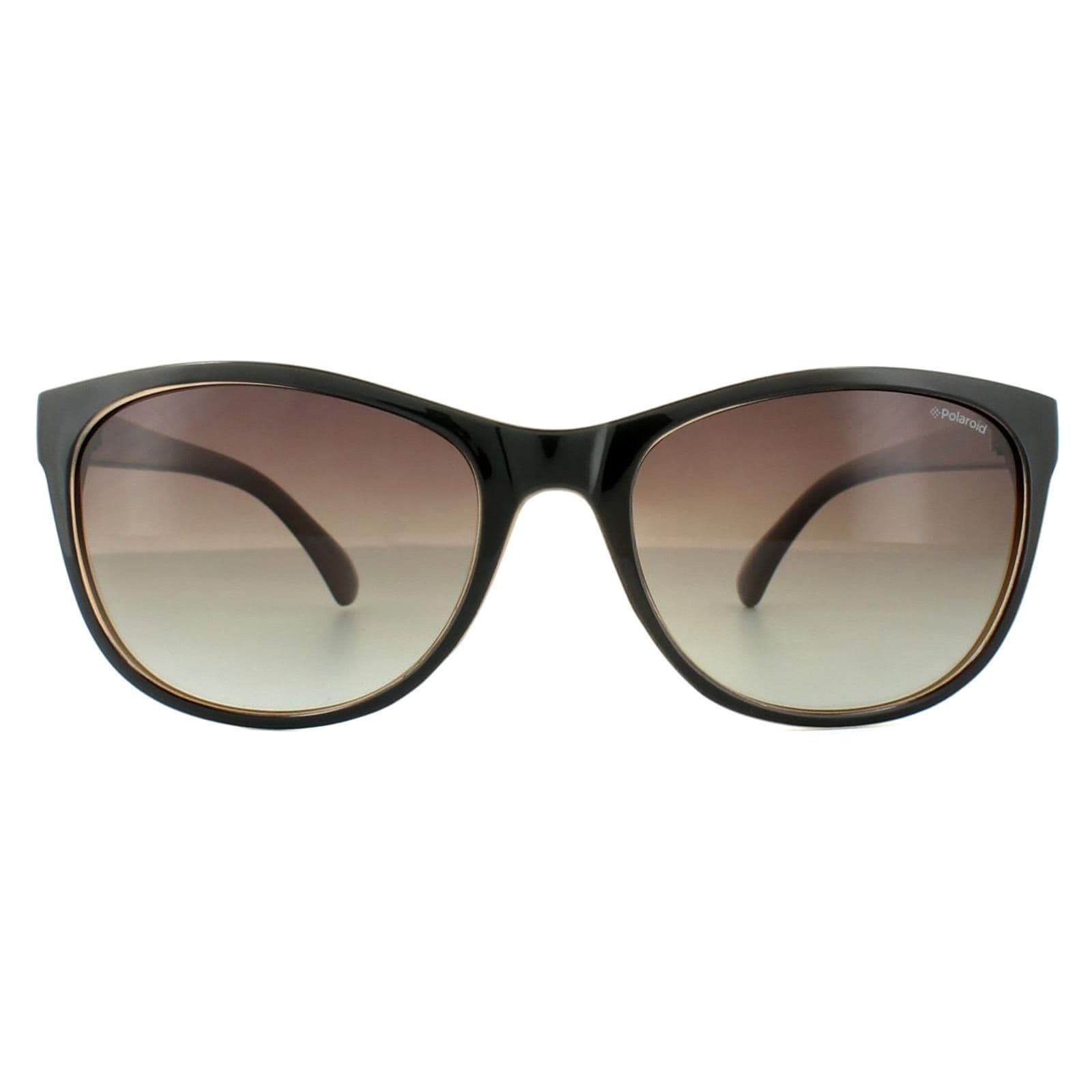 Oval Black Brown Gradient Polarized Sunglasses