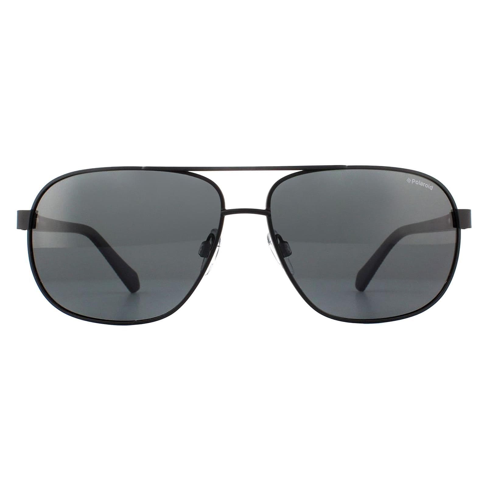 Aviator Matte Black Grey Polarized Sunglasses
