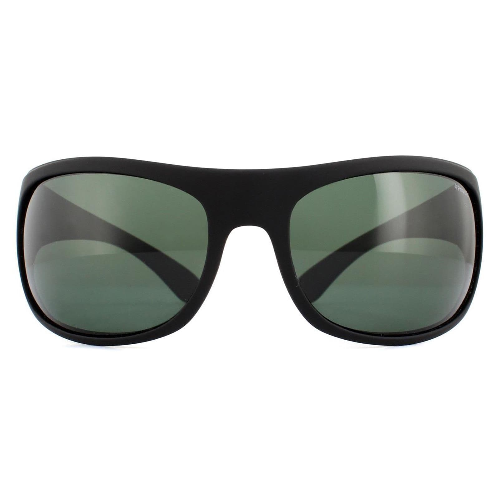 Sport Wrap Black Green Polarized Sunglasses