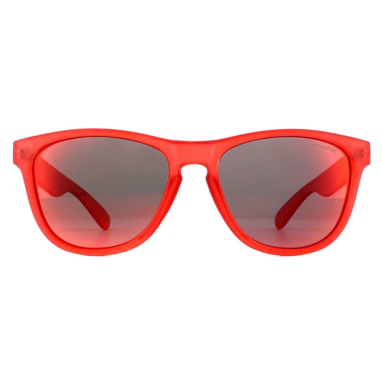Rectangle Matte Red Orange Mirror Sunglasses