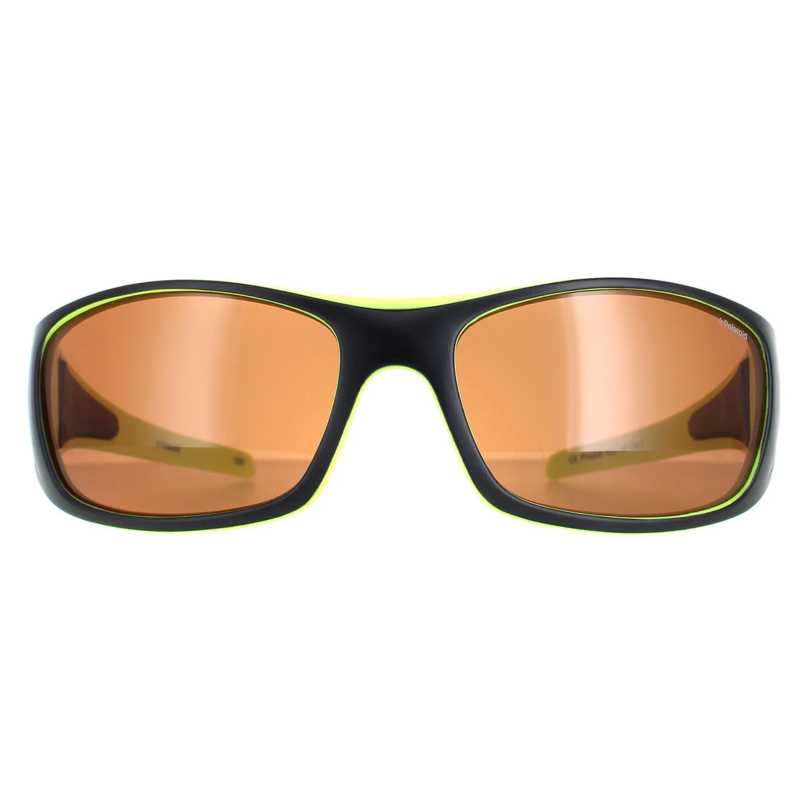 Sport Wrap Blue & Lime Copper Polarized Sunglasses