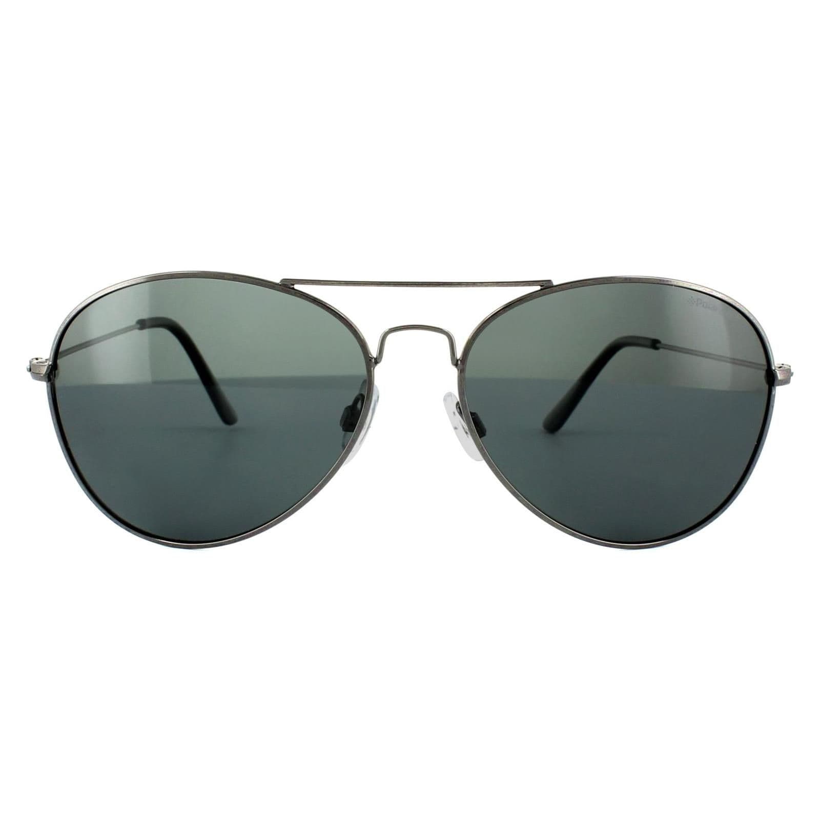 Aviator Gunmetal Grey Blue Polarized Sunglasses