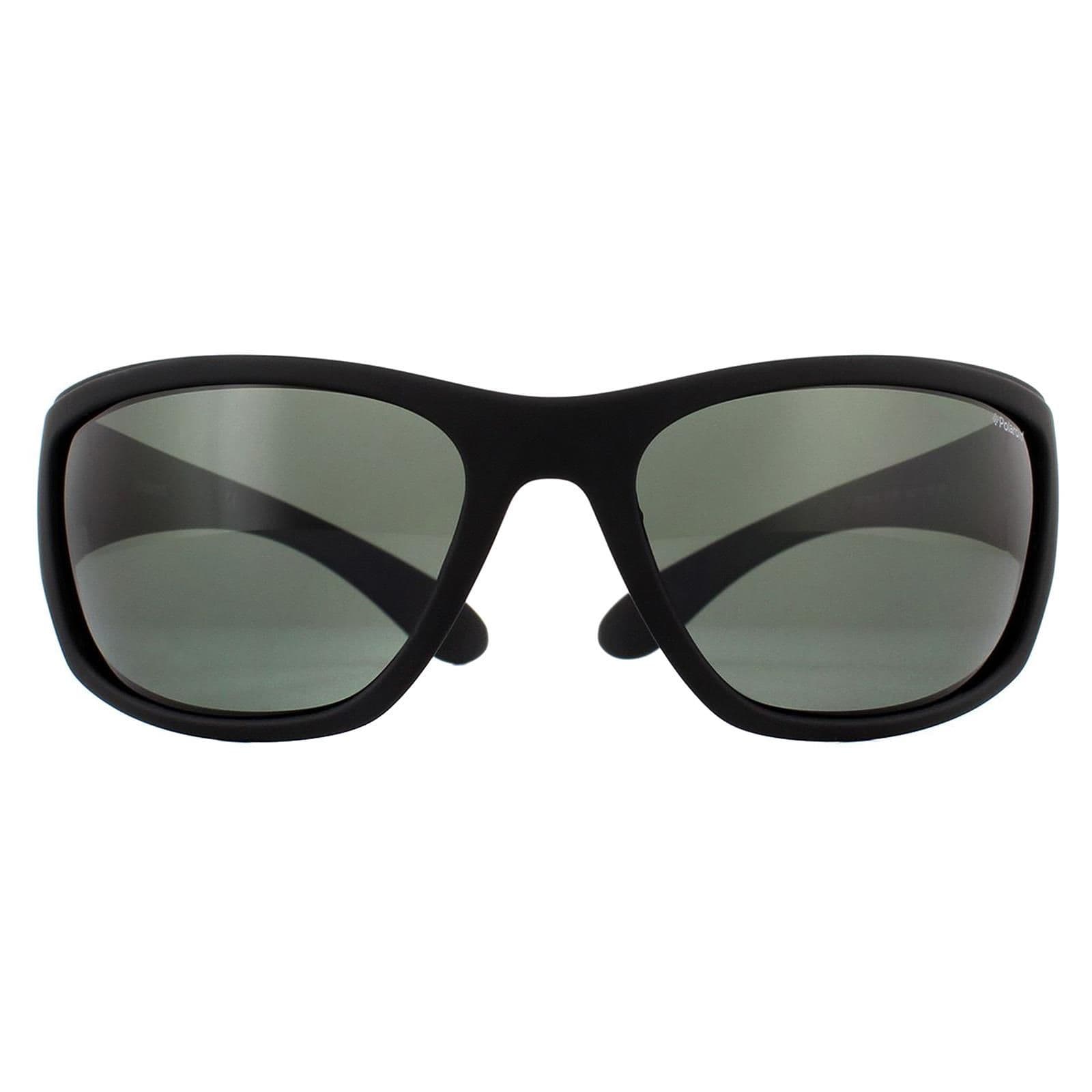 Wrap Rubber Black Grey Polarized Sunglasses