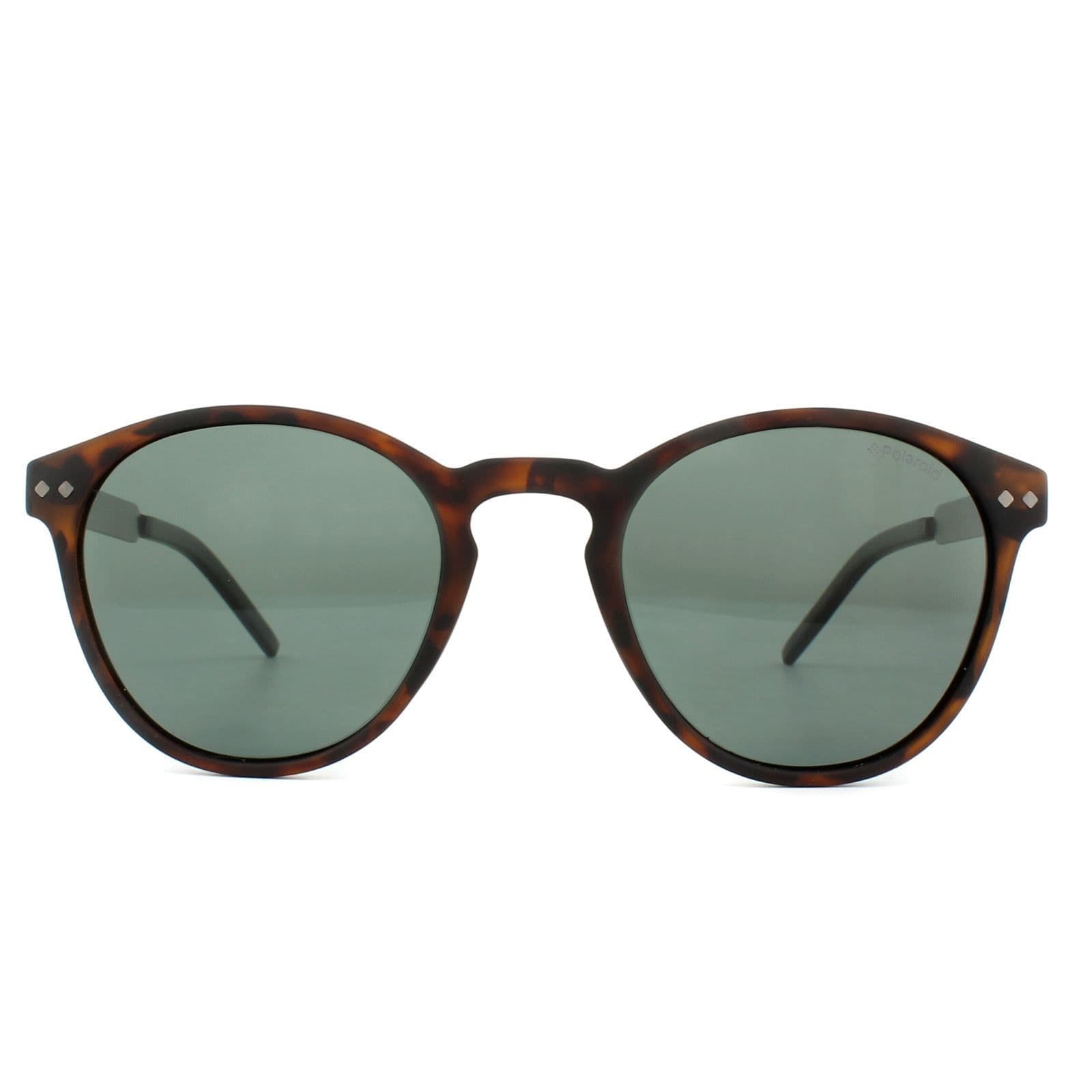 Round Matt Havana Green Polarized Sunglasses