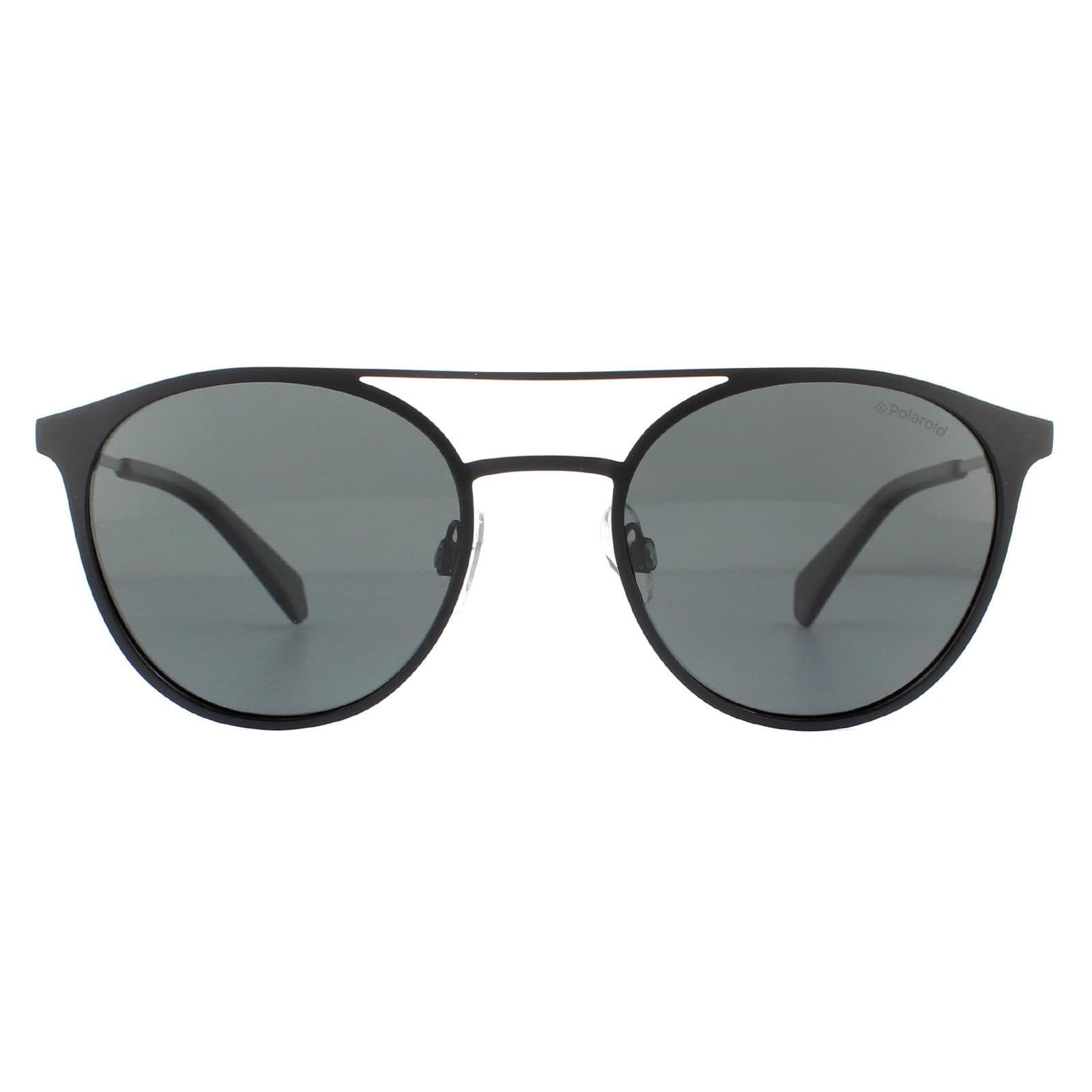 Round Black Grey Polarized Sunglasses