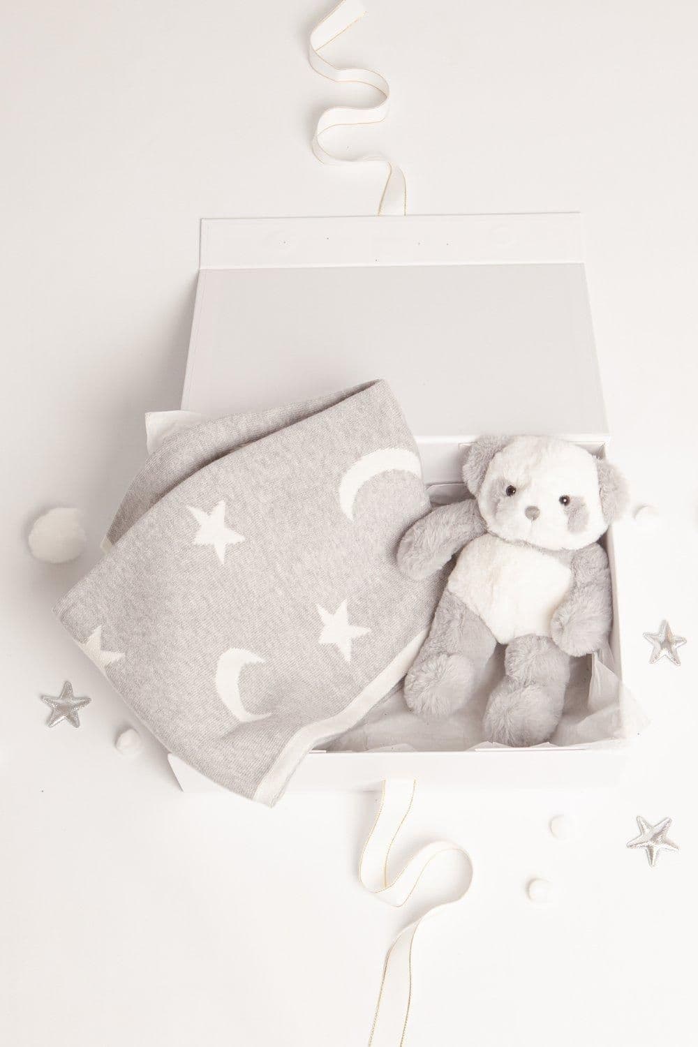Grey & Panda Toy Moon & Star Blanket Gift Set
