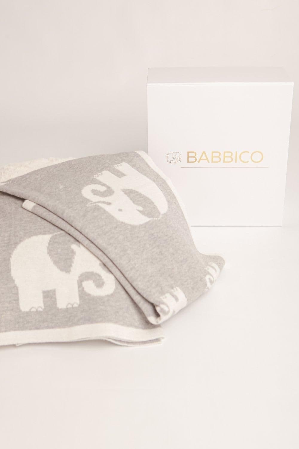 Grey & Reversible Elephant Print Cotton Blanket