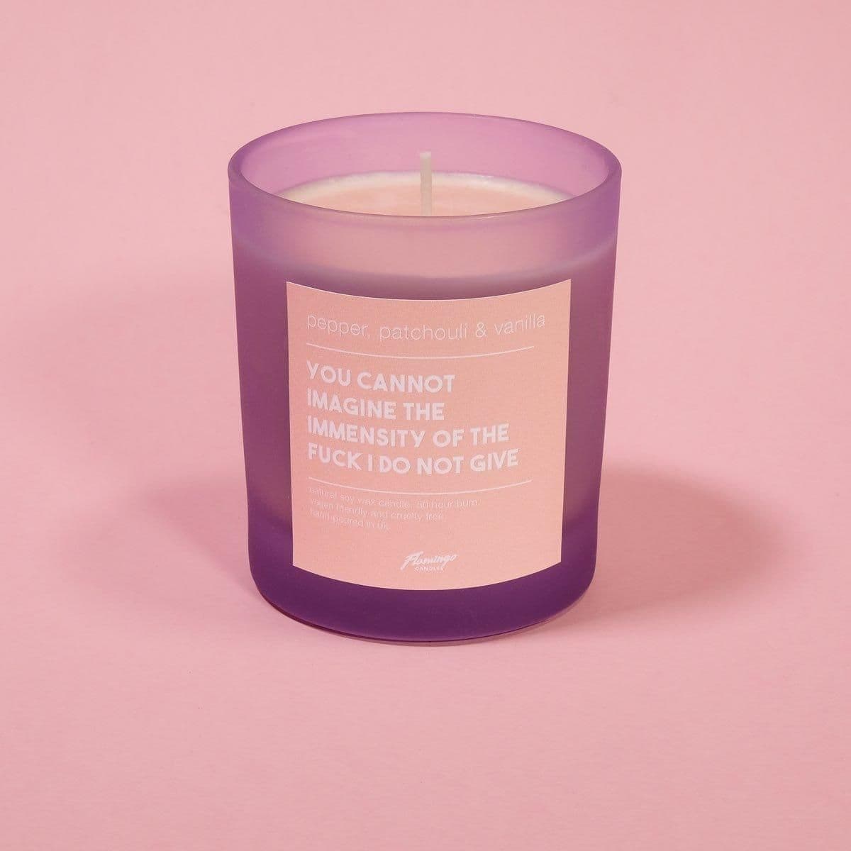 Pepper Patchouli & Vanilla You Cannot Imagine Immensity Fuck I Do Not Give Frosted Jar Candle