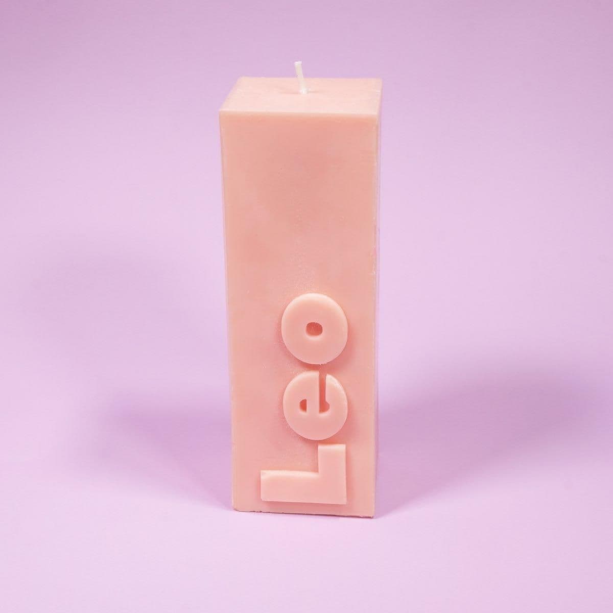 Leo Zodiac Block Pillar Candle