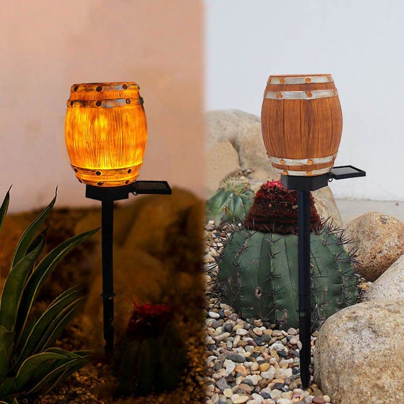 Barrel LED Solar Outdoor Landscape Garden Decoration Light