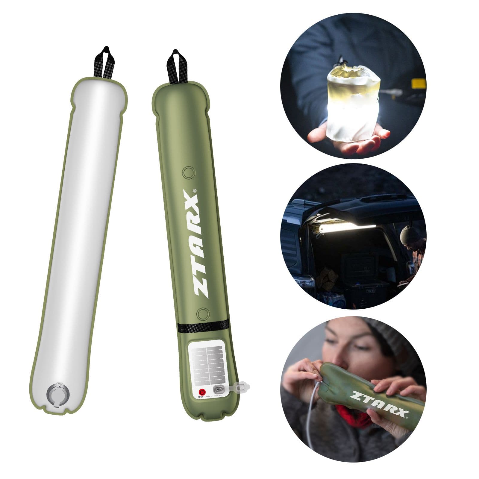 Short Camping Light Solar Powered USB rechargeable Folding Tent Ligh