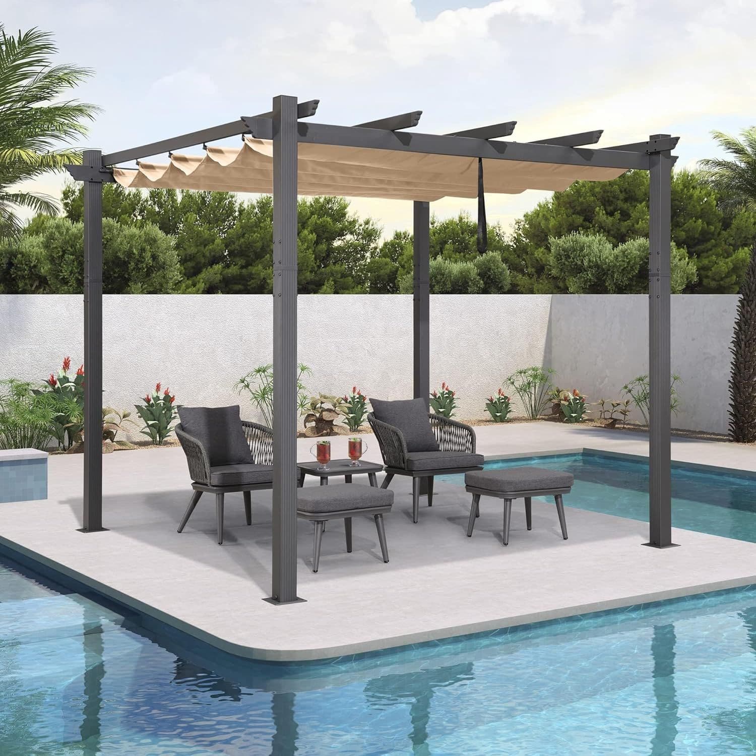 3 X 3 M Metal Pergola Retractable Roof