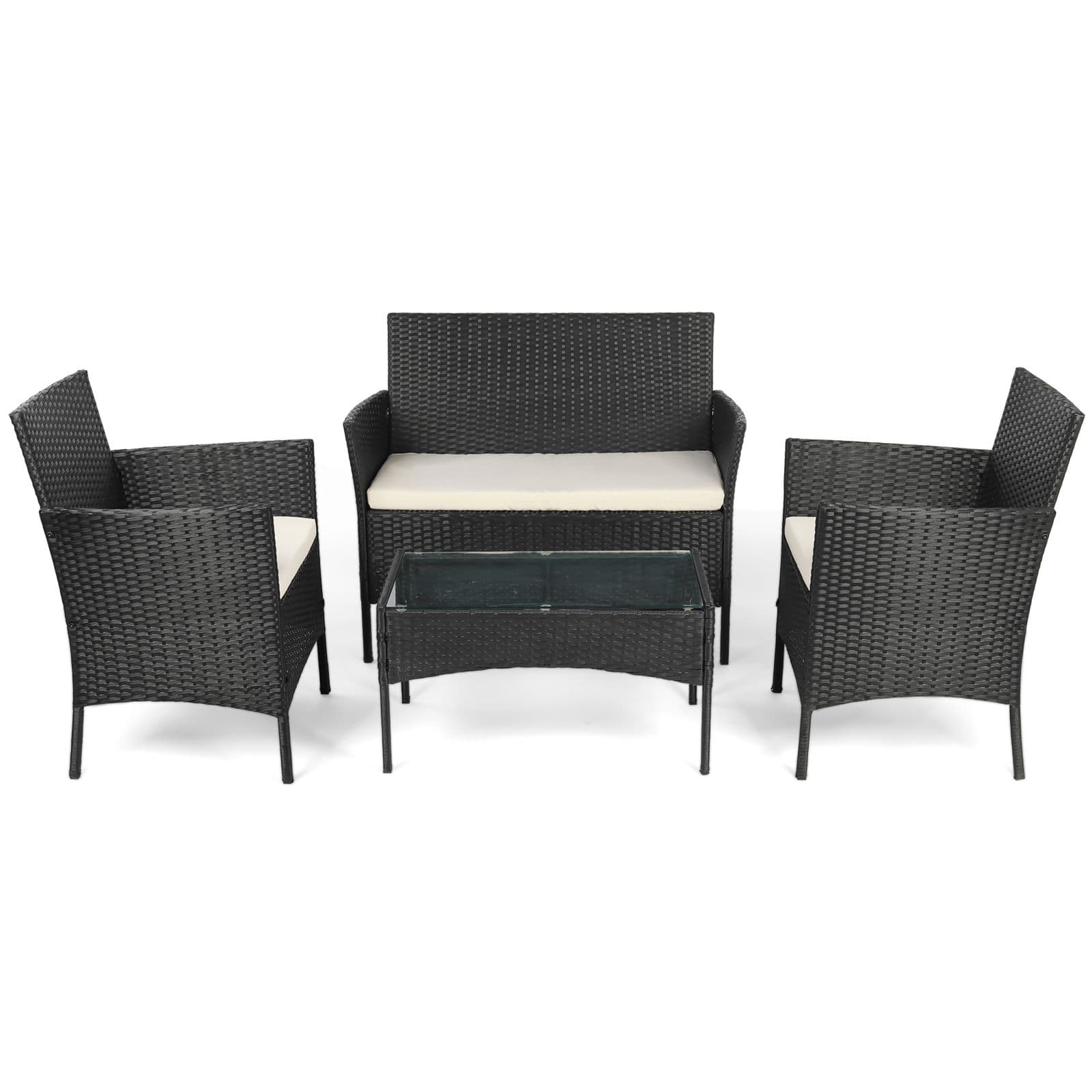 4PCS Outdoor Patio Garden Rattan Furniture Set Cushions