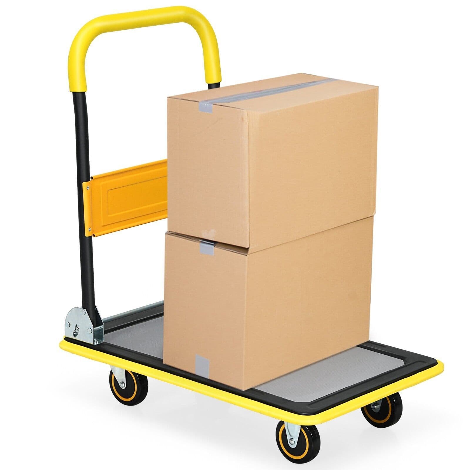 Folding Push Cart Dolly Moving Hand Truck Rolling Flatbed Platform Cart