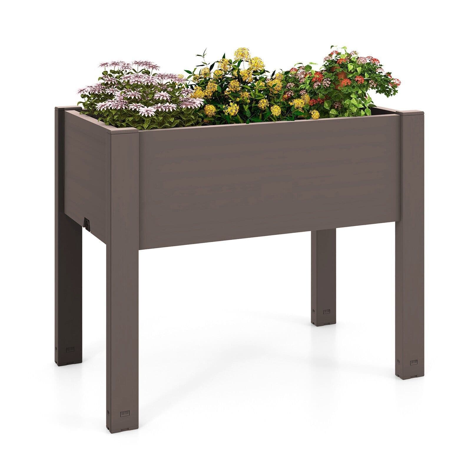 Raised Bed Grow Box Self Watering Planter Box Stand w Water Level Monitor